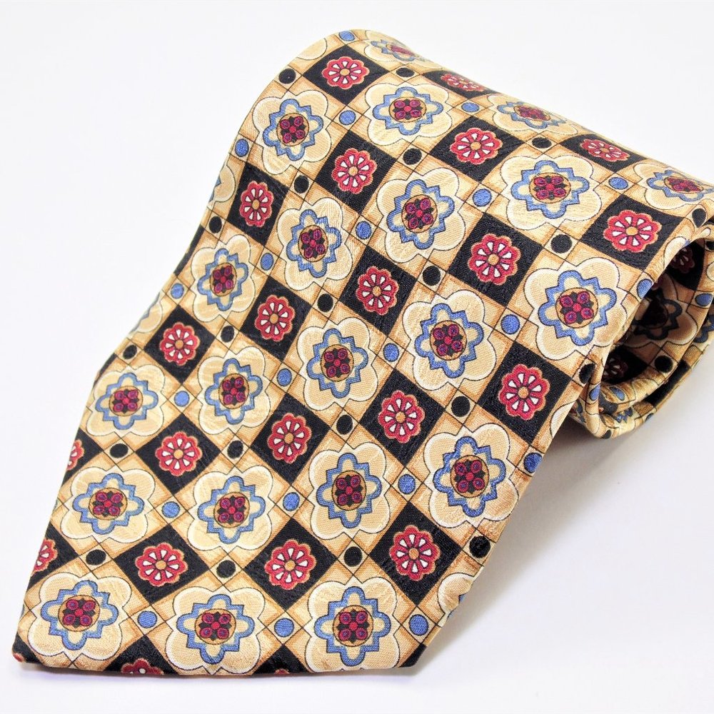 Villa Bugatti Multicolor Geometric Silk NeckTie